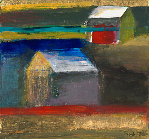 Sending, 11 by 12 inches, acrylic and gold leaf on panel SOLD