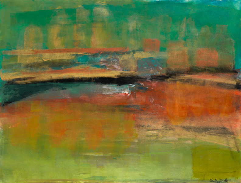 Angkor Wat Early AM, 18 x 24 inches, mixed media layered monotype SOLD