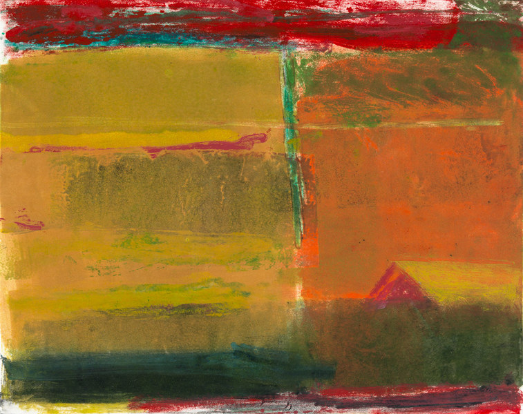 Early Morning Peak, 8 x 10 inches, framed mixed media monotypeSOLD