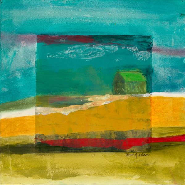 Red Creek, 16 x 16 inches, mixed media monotype mounted on panel SOLD