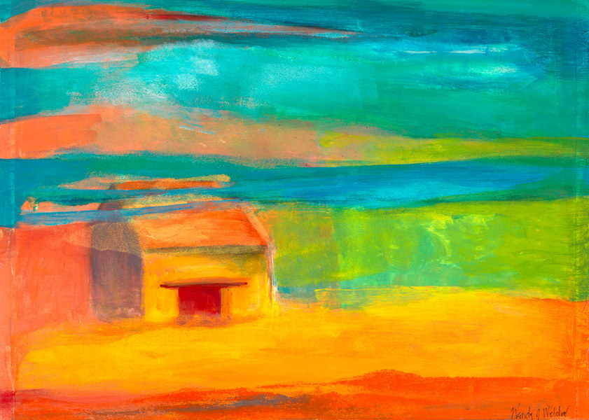 Summer Day, 12 x 14 inches, mixed media monotype mounted on panel SOLD