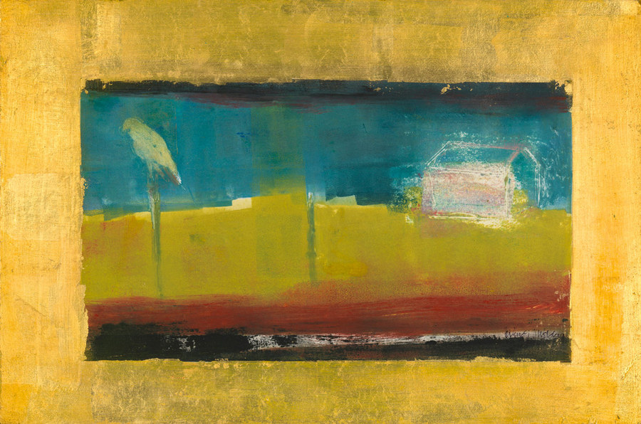Watching, 12 x 14 inches, mixed media monotype mounted on panel SOLD