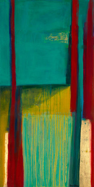 LIGHT AND SHADOW AT LUCY VINCENT  24 X 48 acrylic, gold leaf on canvas over panel 