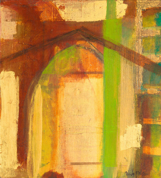 SEEING IN, 12 by 11 inches, acrylic and gold leaf on panel