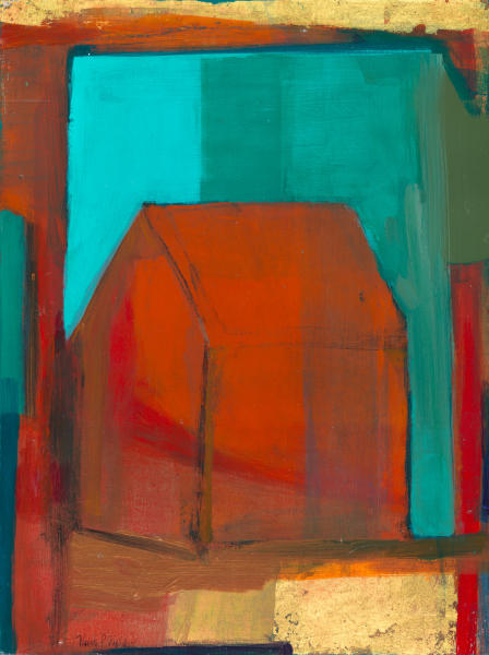 Small Barn, 15 x 8, acrylic and gold leaf on panel SOLD