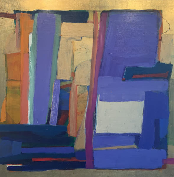 INTERSECTION 36 x 36, acrylic and gold leaf on panel